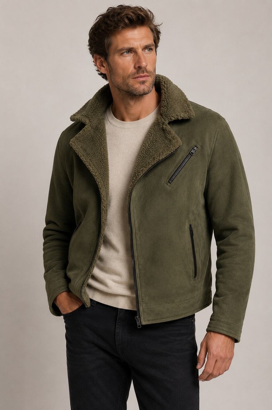 Emporio Armani Suede Sherpa-Lined Jacket